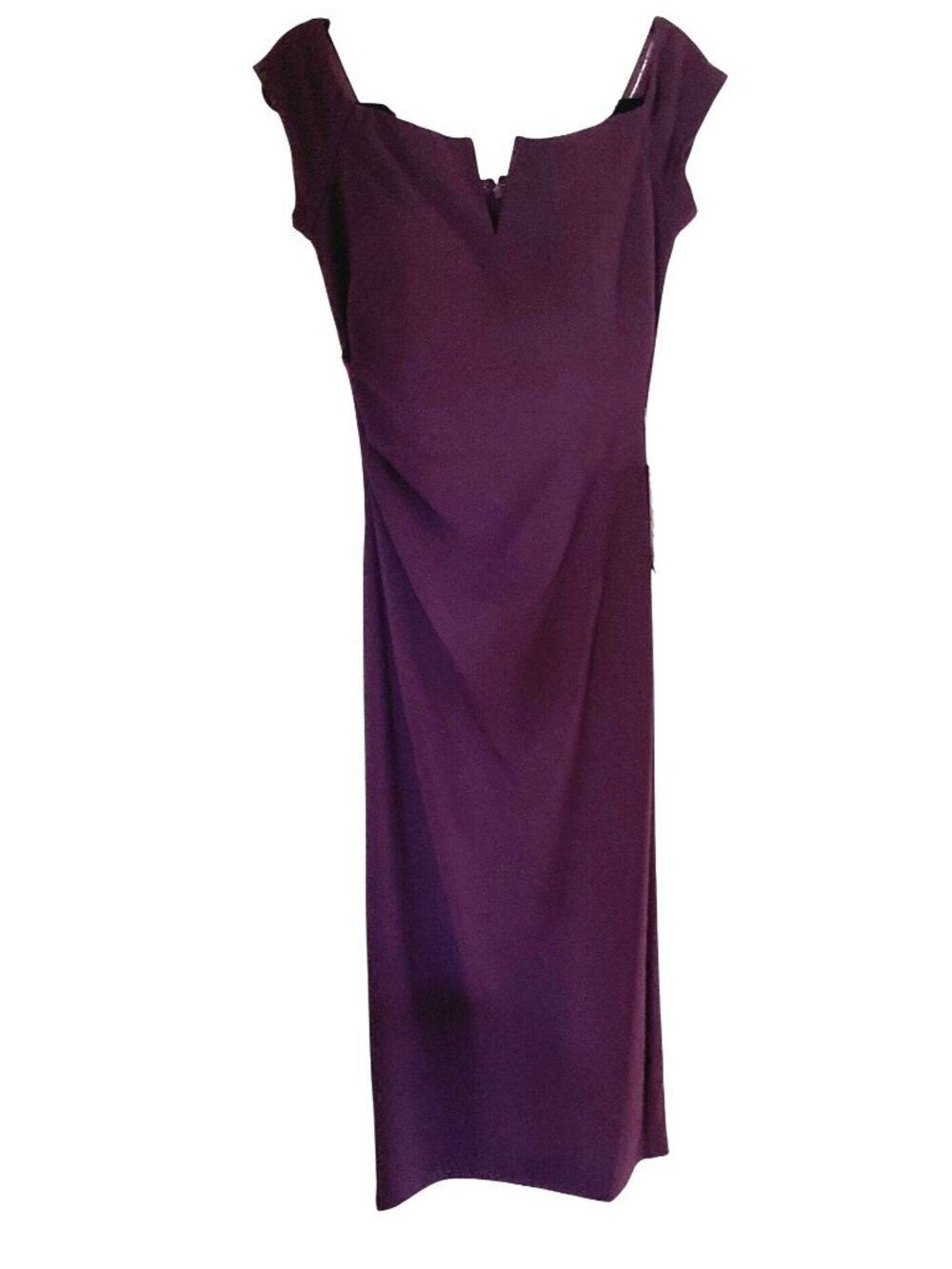 XSCAPE Women's Off-The-Shoulder Cap-Sleeve Jersey Gown Mulberry 12 NWT